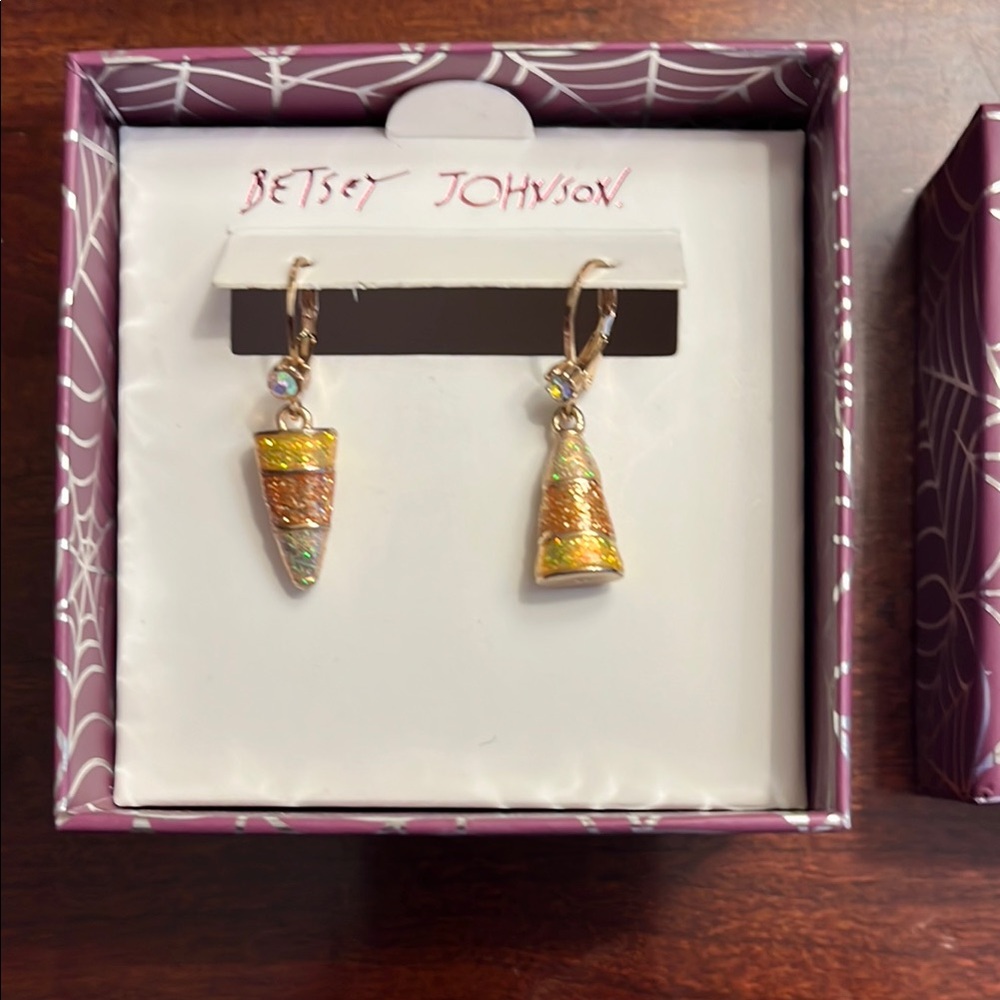 Betsey Johnson Gold and Pink Mismatched Earrings